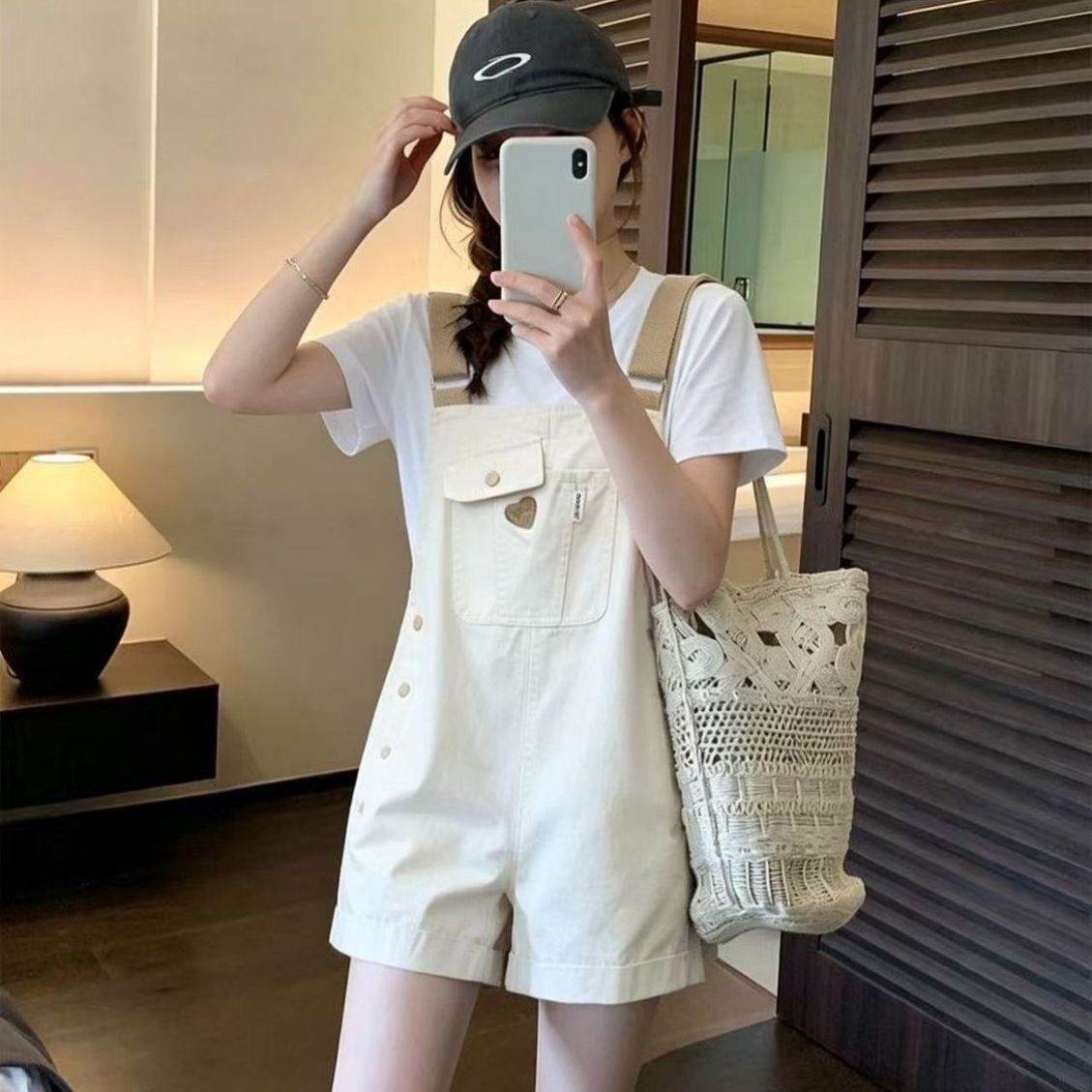 韩版休闲背带裤套装女夏季2026新款显瘦洋气减龄短裤高级感两件套