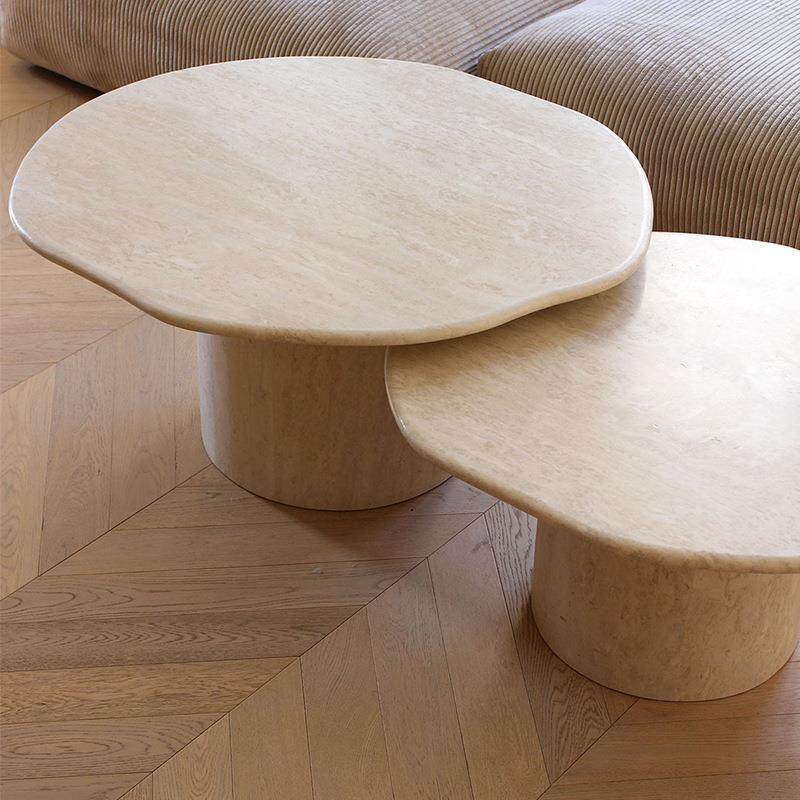 法式大小圆组合茶几设计师别墅客厅罗马洞石异形茶几侘寂风咖啡桌,住宅家具,茶几,淘宝优惠券,粉丝福利购,淘宝优惠卷