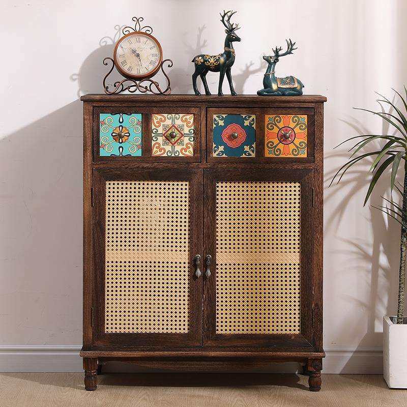 美式实木入户复古储物柜彩绘客厅带门收纳柜多层斗柜阳台置物柜木,电子元器件市场,其它元器件,淘宝优惠券,粉丝福利购,淘宝优惠卷
