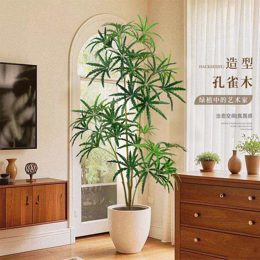 假绿植装饰仿真孔雀木室内盆栽大型落地摆件客厅轻奢仿真绿植造景