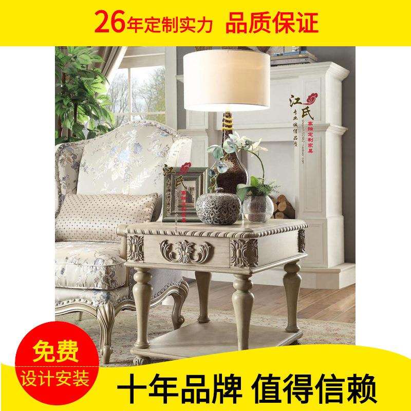 美式乡村实木边几角几欧式新古典地中海法式沙发几复古做旧小方几