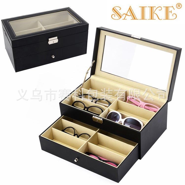 现货皮质12位眼镜收纳展示盒太阳镜收纳盒箱墨镜展示盒眼镜盒