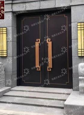 新中YMZ式仿古铜加厚实心铝雕刻酒店玻璃门门门推拉拉木门双开大