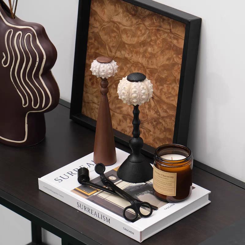 中老钱风贝壳装饰摆件样桌板酒店书房古LJH书书间柜软装饰品