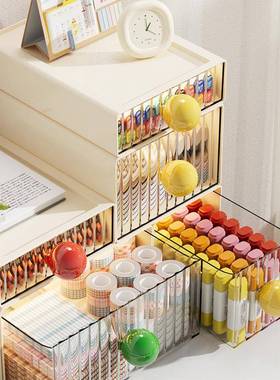 巴胺桌面收多室纳盒桌面MOG收纳盒抽屉式办公杂整物理盒文具置物