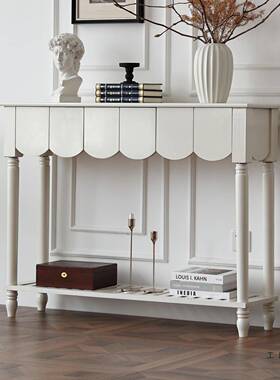 美式复古实木餐边茶水柜关入户关VYS台简约靠墙桌子门厅条案玄玄