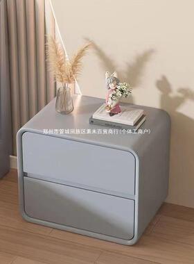 轻奢奶约油风极26962床头柜代简小型实木皮简质家用卧现室床边柜