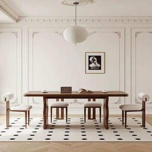 小大法式 复古中古风餐IOV桌司户马型家用长方形全实木白蜡木餐桌