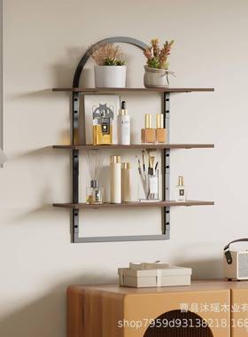 WLU墙上置纳架物木制浮动客户铁书架壁挂式隔板木结合悬浮墙上收