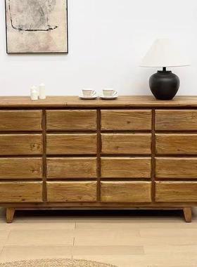 老榆木斗储柜实木多格40453物柜餐厅边柜复怀民古宿旧客厅餐边柜