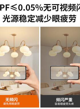 中室古风原木色柿子客厅38465灯吊现厅代简约大气法式餐灯家用主