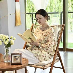 阳台小桌椅看书24598喝茶休子闲椅新中式椅折叠躺藤庭院椅花园户