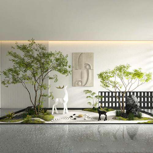 鸡爪槭JQL爪枫仿真绿植苔藓石植头网红造景鹿橱窗大型假鸡树小仿