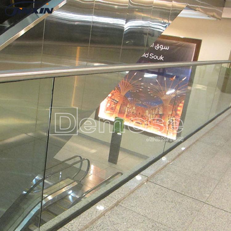 东设计楼255梯护栏圆管扶手不广锈钢防配护栏商场钢化玻璃夹件栏