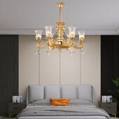 厅欧WT 912式 全客吊铜灯简约轻奢水晶灯吊复古餐厅卧室书房风扇灯