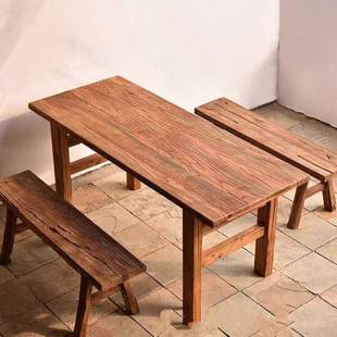 榆可木大板桌子实木原木长无品牌/桌长方形餐桌茶商桌会议桌民老