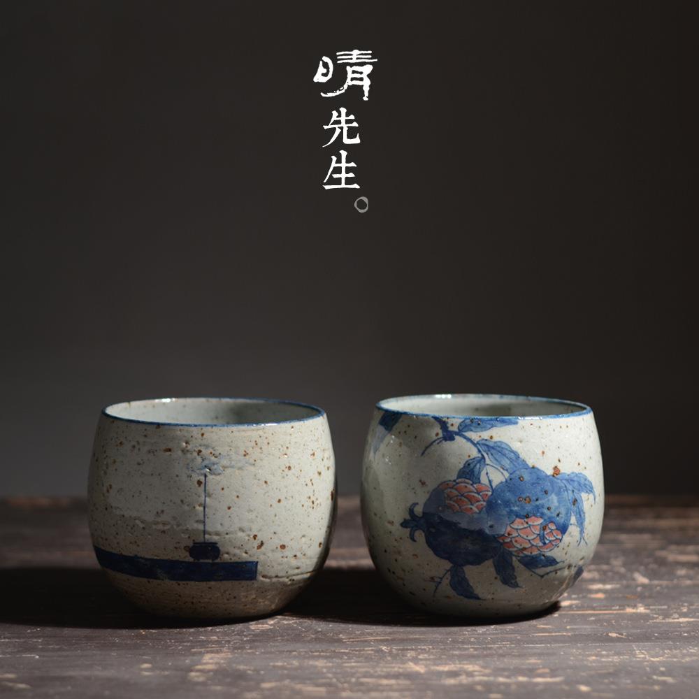 晴先生手工仿古手绘青花陶瓷大号水洗茶洗建水渣斗杯洗茶道零配