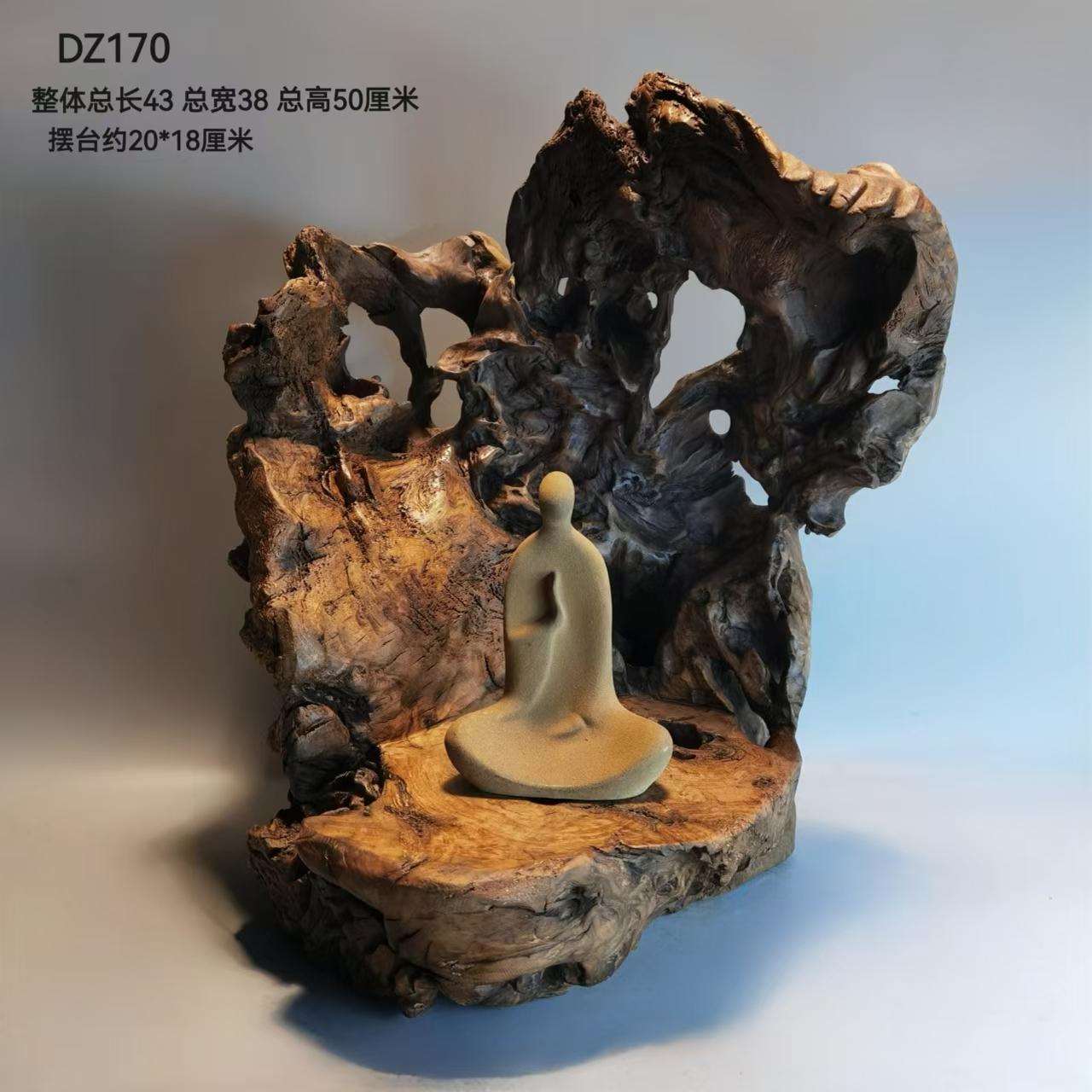 天然风化枯木随形禅意根雕根艺底座文玩书房摆件新中饰装饰
