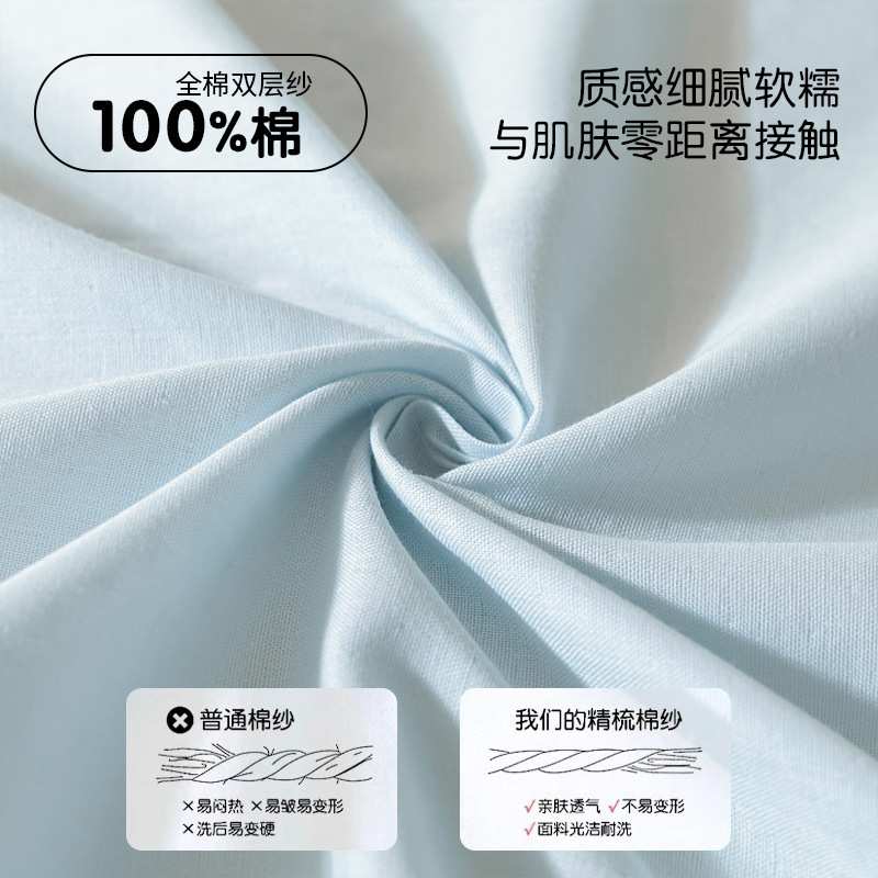 纯棉双层纱床笠单件100毛巾绣床垫保护罩床罩床套单人三件套