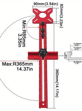 工用边铣圆神器铝合专金英制54690圆修形木开孔木工可调节开槽工