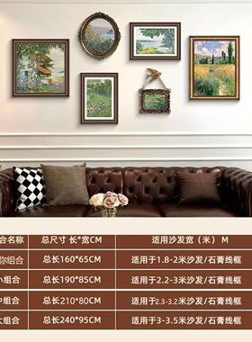 新款美式客厅沙发背景墙装饰画卧室复古小众艺术组合挂画餐厅壁画