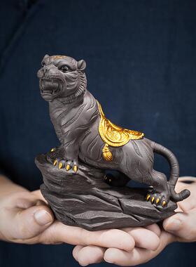 茶紫QIV砂可养招财茶具桌宠件精品禅意茶道摆茶茶台装饰鹿虎