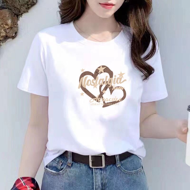 夏季时尚纯棉t恤男女装短袖韩版洋气宽松ins圆领半袖上衣1