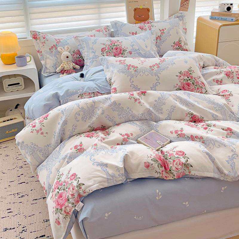 新款磨毛四件套小清新学生宿舍三件套裸睡舒适不闷汗可以机洗