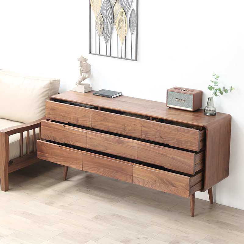 北欧黑胡桃木九斗柜客厅卧室简约现代抽屉式极简式储物柜收纳边柜