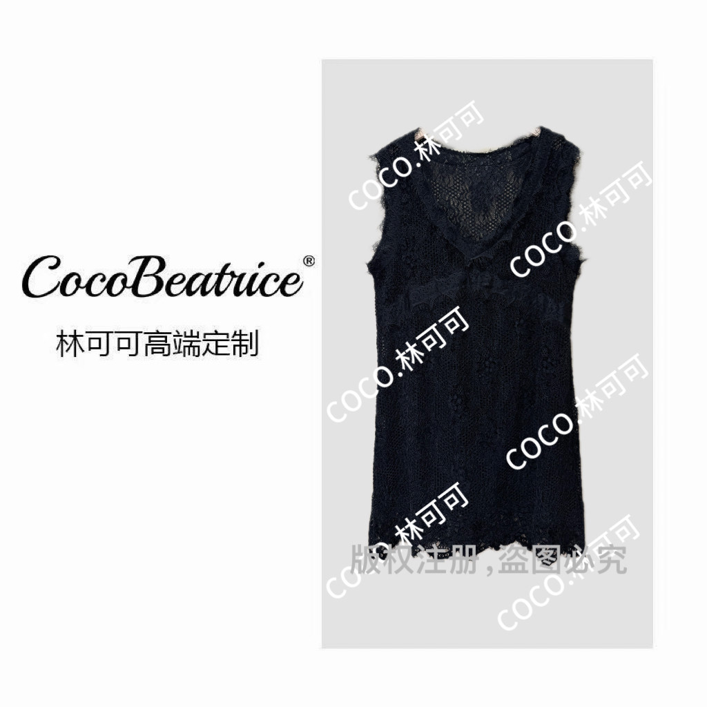 【COCO林可可】镂空无袖蕾丝衬衫