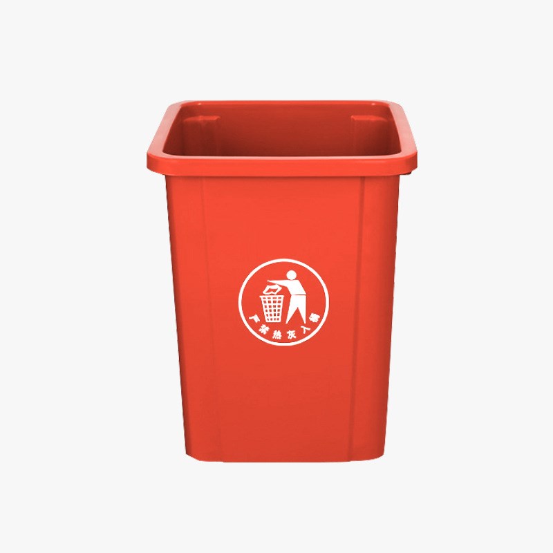 正方形垃圾桶翻盖户外环卫塑料桶80L厨房家用摇盖垃圾篓厂家