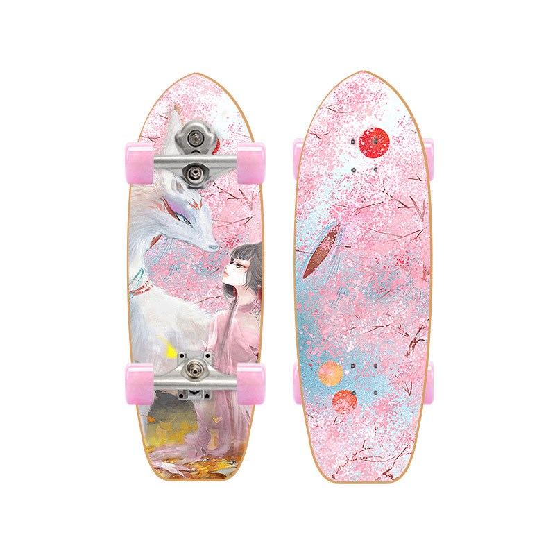 S5陆地冲浪滑板初学者男女儿童成人四轮闪光公路滑板免蹬地路冲板