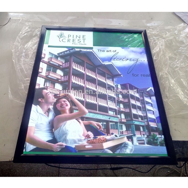 室内翻盖单双面铝框超薄灯箱 商场超市宣传牌超薄四边开启式灯箱