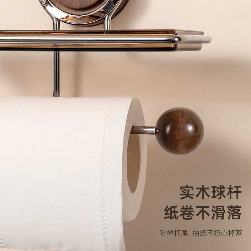 卷纸架中古风吸盘卫生间厕纸盒厕所免打孔抽纸不锈钢壁挂式置物架