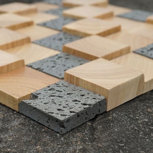 实木马赛克电视背景墙老船木木质原木方块火山岩墙面家装主材建材