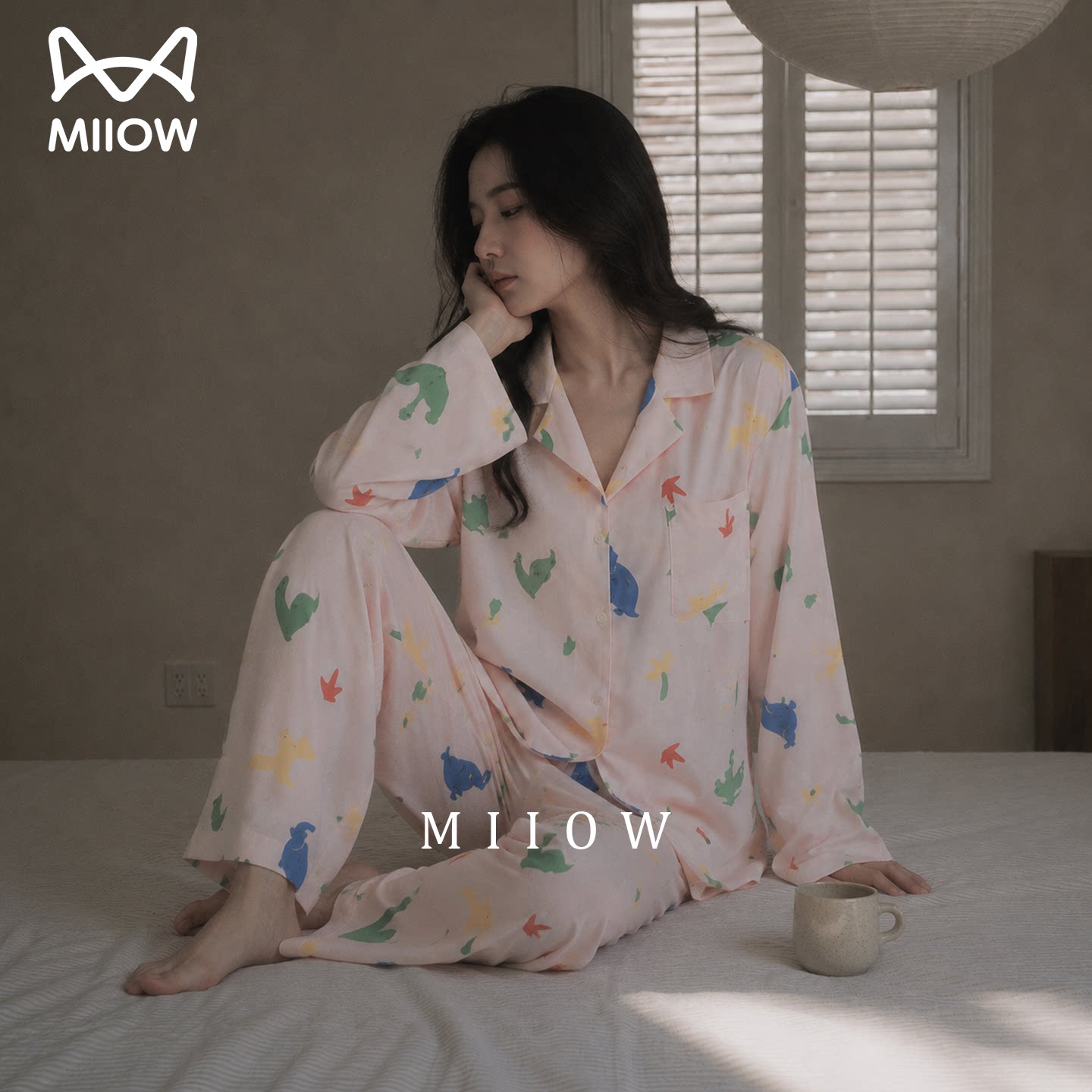 猫人睡衣套装女生可爱长袖两件套
