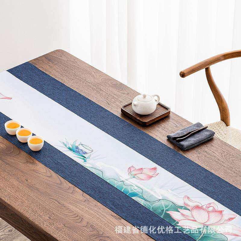 禅意茶席亚麻套装中式桌旗防水布艺茶桌垫茶台干泡茶旗茶道茶巾