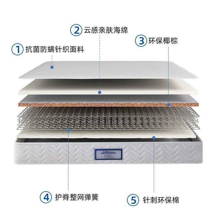 志光天然椰棕1.8米整网弹簧床垫护脊硬垫家用防滑21cm厚