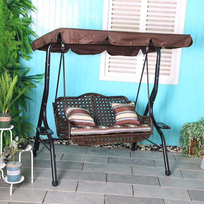 秋千阳台冰咖啡双人吊椅休闲摇椅编藤铁艺懒人户外吊床吊篮悬挂式