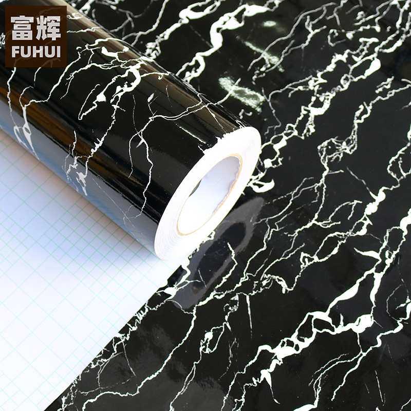 黑金刚自粘墙纸大理石PVC防潮防油灶台家具厨房柜卫生间防水壁纸