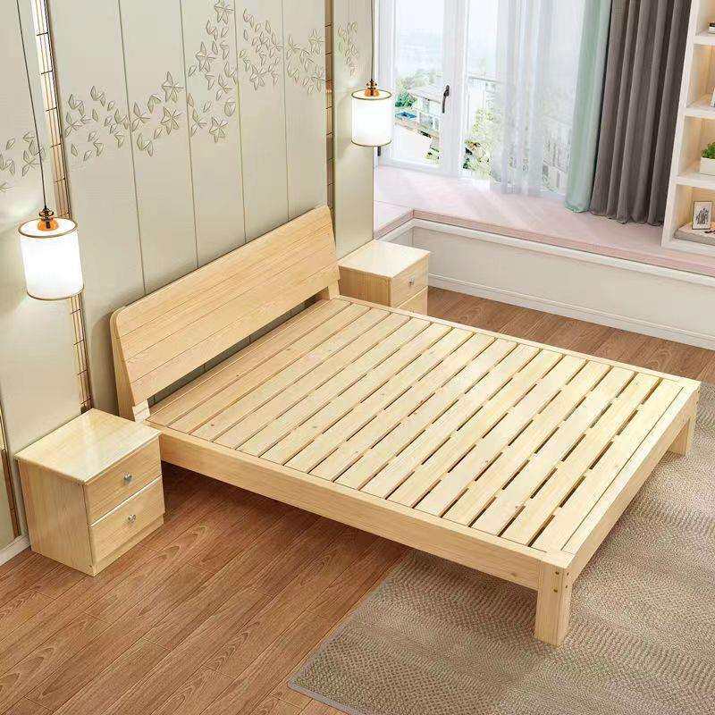 出租房简易实木床1.5米1.8米松木双人床经济型现代简约单人床1