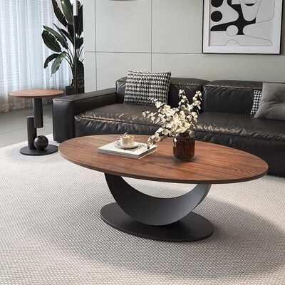 月牙实木茶几奶油风客厅家用轻奢现代简约小户型异形新款茶桌组合