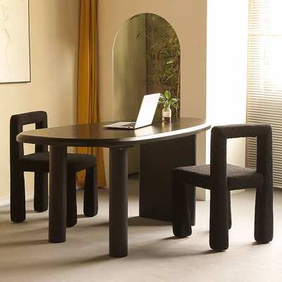 严选北欧设计师电脑桌异形全实木办公桌创意工作台会客洽谈桌书桌