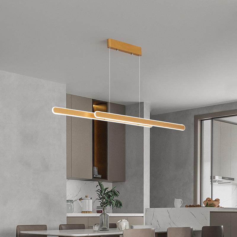 新款双面发光LED吊灯简约现代极简餐厅长条吊灯吧台办公家用灯具