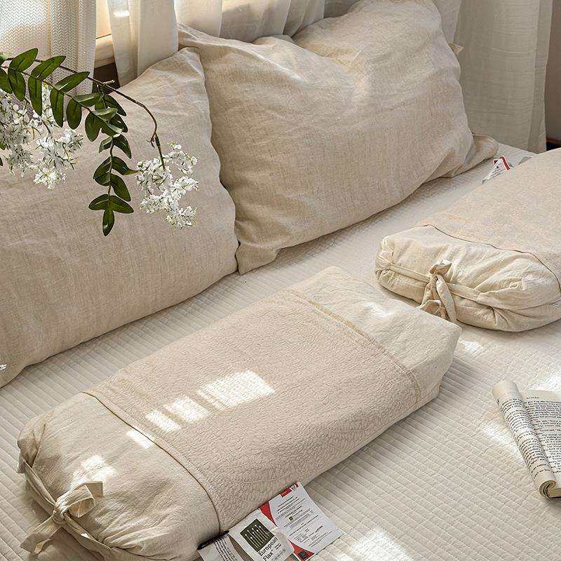 复古亚麻荞麦枕高度可调节护颈椎枕头学生成人专用硬枕芯