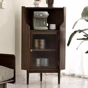 北美黑胡桃木转角柜北欧樱桃木实木墙角餐边柜简约沙发边 柜收纳