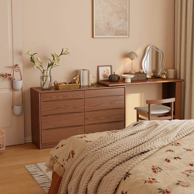 斗柜梳妆台一体卧室现代简约化妆桌床尾收纳柜化妆台转角书桌实木