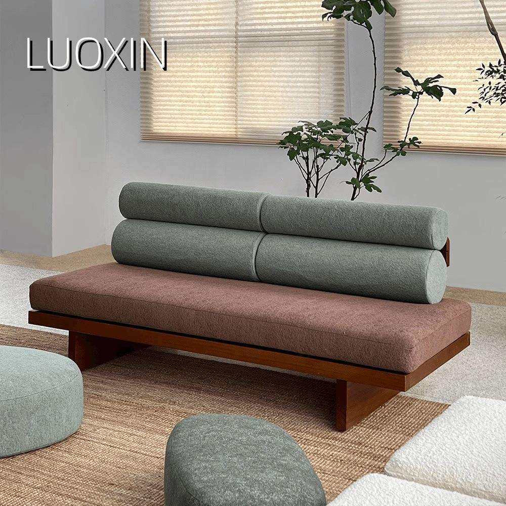 中古简约轻奢沙发设计师客厅民宿实木拼色沙发现代创意布艺沙发