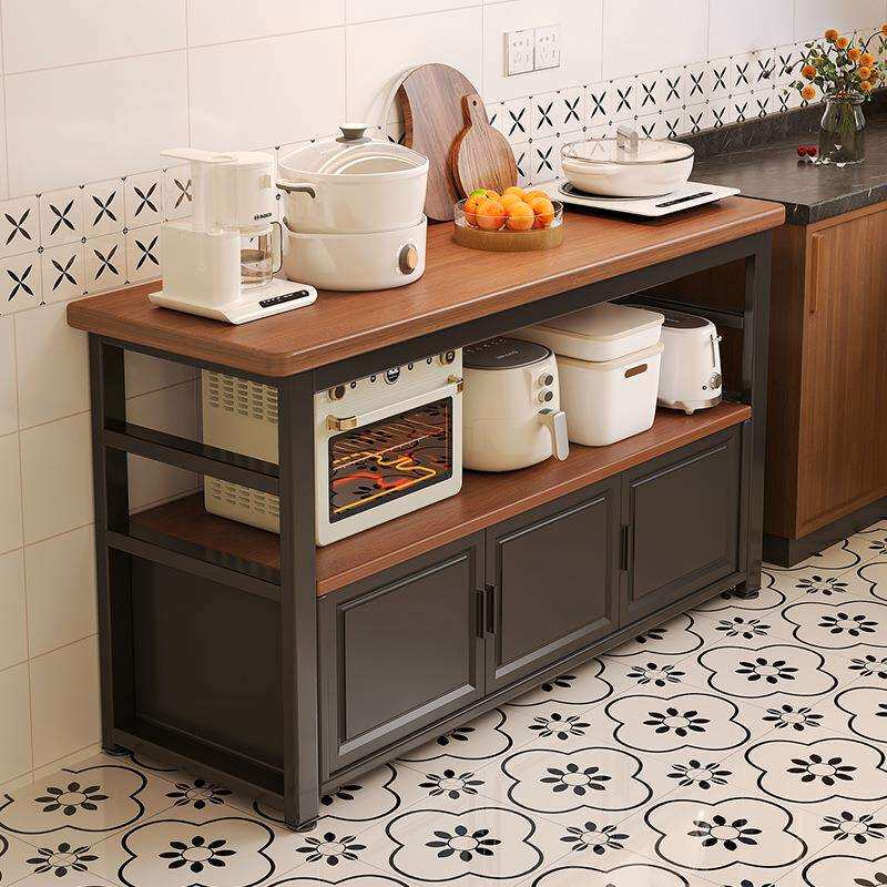 厨房置物架落地餐边柜多功能切菜桌子工作台多层橱柜碗碟收纳边柜