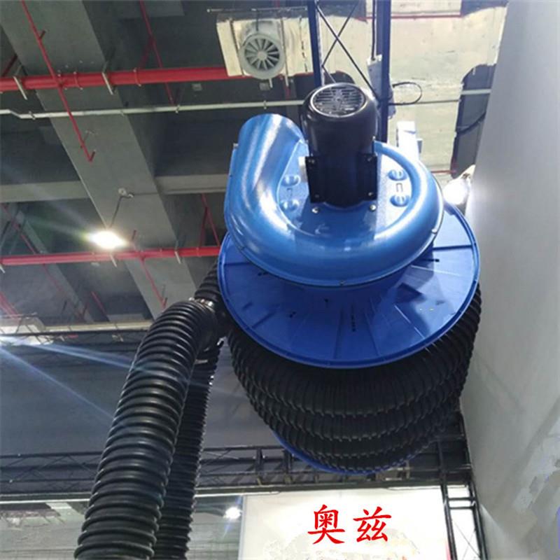 出口外贸电动摇控升降耐高温双软管联体风机车辆尾气抽排装置